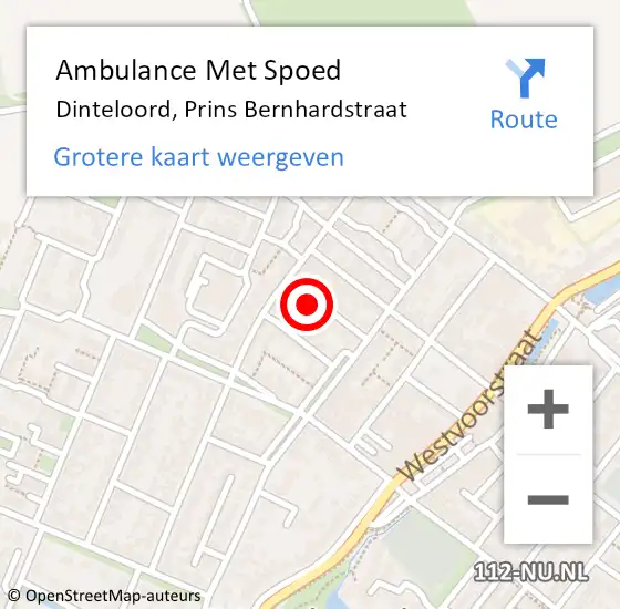 Locatie op kaart van de 112 melding: Ambulance Met Spoed Naar Dinteloord, Prins Bernhardstraat op 13 december 2017 11:40