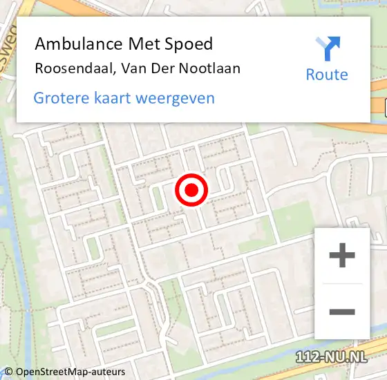 Locatie op kaart van de 112 melding: Ambulance Met Spoed Naar Roosendaal, Van Der Nootlaan op 13 december 2017 12:11