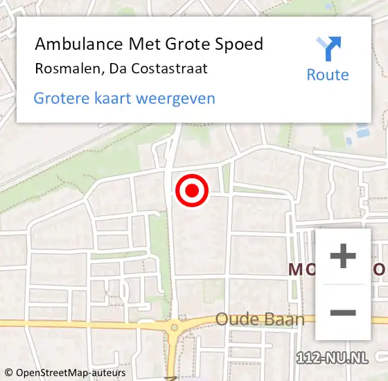 Locatie op kaart van de 112 melding: Ambulance Met Grote Spoed Naar Rosmalen, Da Costastraat op 13 december 2017 12:45