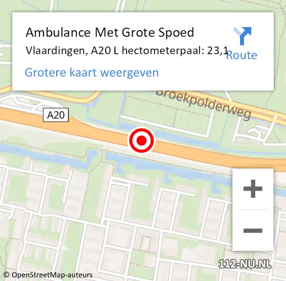 Locatie op kaart van de 112 melding: Ambulance Met Grote Spoed Naar Vlaardingen, A20 R op 13 december 2017 12:48