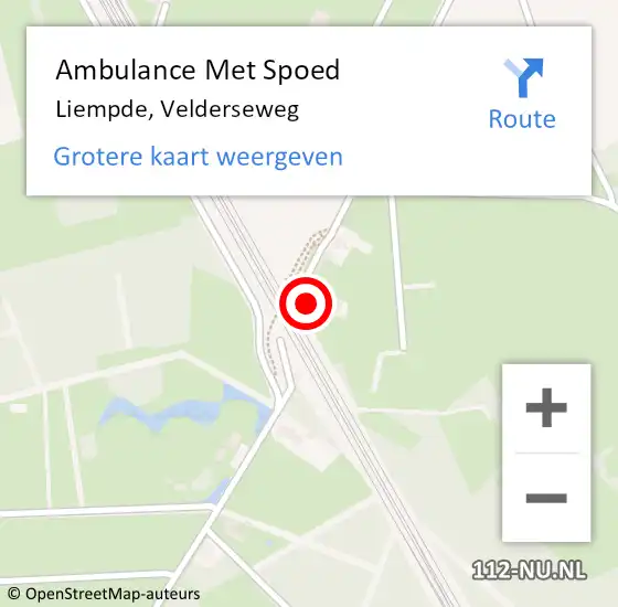 Locatie op kaart van de 112 melding: Ambulance Met Spoed Naar Liempde, Velderseweg op 13 december 2017 13:07