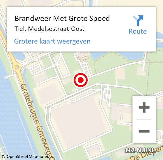 Locatie op kaart van de 112 melding: Brandweer Met Grote Spoed Naar Tiel, Medelsestraat-Oost op 13 december 2017 13:19