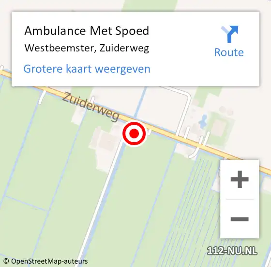 Locatie op kaart van de 112 melding: Ambulance Met Spoed Naar Westbeemster, Zuiderweg op 13 december 2017 13:55