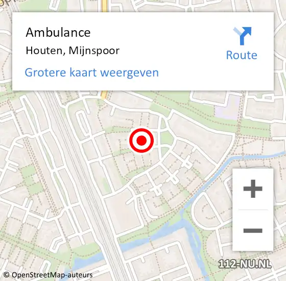 Locatie op kaart van de 112 melding: Ambulance Houten, Mijnspoor op 13 december 2017 14:35