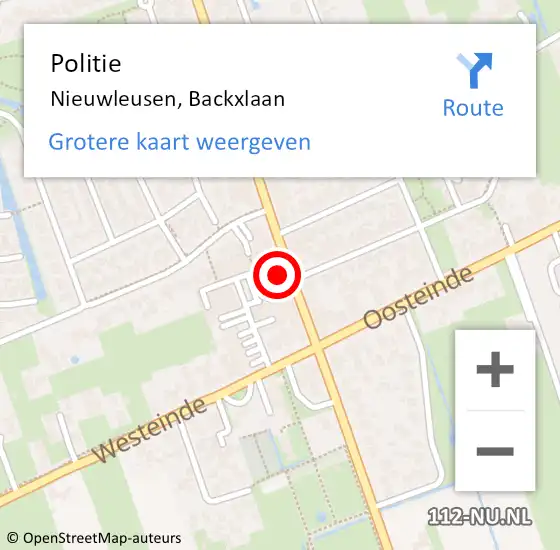 Locatie op kaart van de 112 melding: Politie Nieuwleusen, Backxlaan op 13 december 2017 14:47