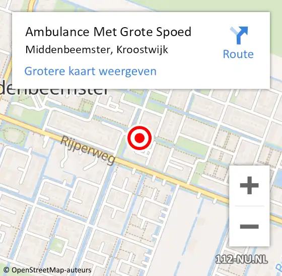 Locatie op kaart van de 112 melding: Ambulance Met Grote Spoed Naar Middenbeemster, Kroostwijk op 13 december 2017 15:03