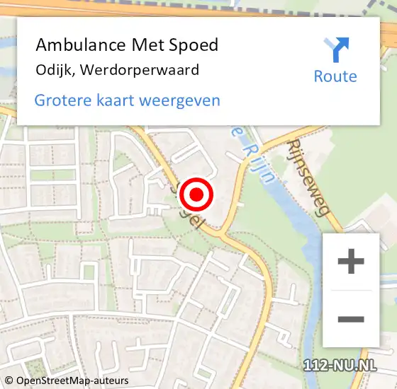 Locatie op kaart van de 112 melding: Ambulance Met Spoed Naar Odijk, Werdorperwaard op 13 december 2017 15:14