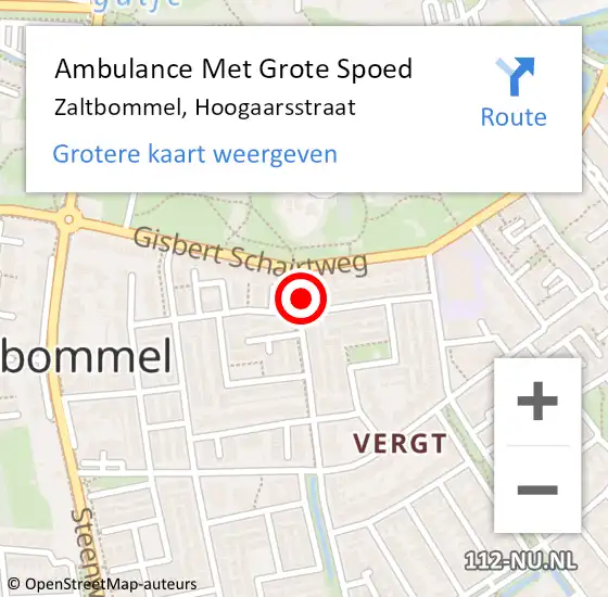 Locatie op kaart van de 112 melding: Ambulance Met Grote Spoed Naar Zaltbommel, Hoogaarsstraat op 13 december 2017 15:20