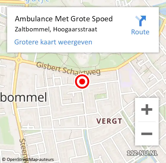 Locatie op kaart van de 112 melding: Ambulance Met Grote Spoed Naar Zaltbommel, Hoogaarsstraat op 13 december 2017 15:24