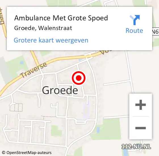 Locatie op kaart van de 112 melding: Ambulance Met Grote Spoed Naar Groede, Walenstraat op 9 februari 2014 20:43