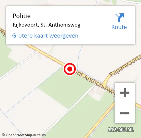 Locatie op kaart van de 112 melding: Politie Rijkevoort-de Walsert, St. Anthonisweg op 13 december 2017 15:34