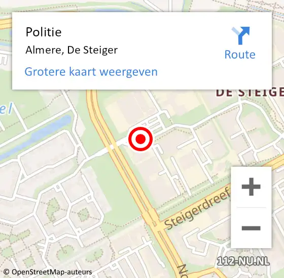 Locatie op kaart van de 112 melding: Politie Almere, De Steiger op 13 december 2017 16:25