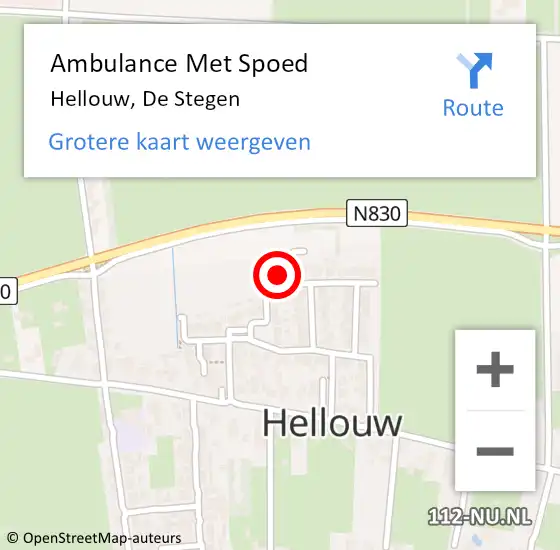 Locatie op kaart van de 112 melding: Ambulance Met Spoed Naar Hellouw, De Stegen op 13 december 2017 16:45