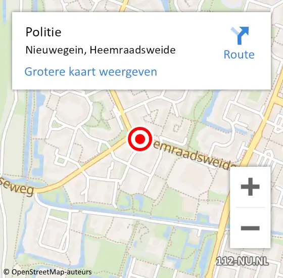 Locatie op kaart van de 112 melding: Politie Nieuwegein, Heemraadsweide op 13 december 2017 17:06