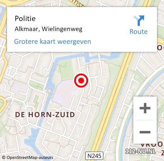 Locatie op kaart van de 112 melding: Politie Alkmaar, Wielingenweg op 13 december 2017 17:09