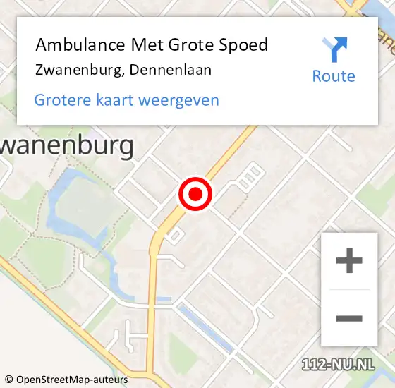 Locatie op kaart van de 112 melding: Ambulance Met Grote Spoed Naar Zwanenburg, Dennenlaan op 13 december 2017 17:14