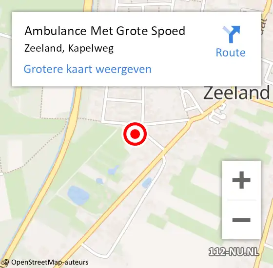 Locatie op kaart van de 112 melding: Ambulance Met Grote Spoed Naar Zeeland, Kapelweg op 13 december 2017 17:23