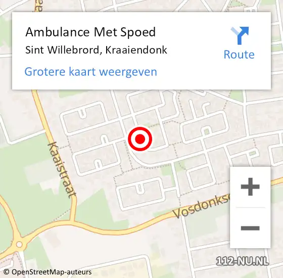 Locatie op kaart van de 112 melding: Ambulance Met Spoed Naar Sint Willebrord, Kraaiendonk op 13 december 2017 17:55