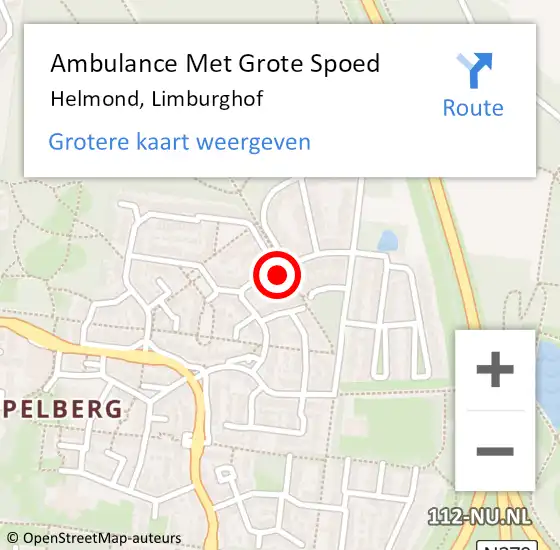 Locatie op kaart van de 112 melding: Ambulance Met Grote Spoed Naar Helmond, Limburghof op 13 december 2017 18:00