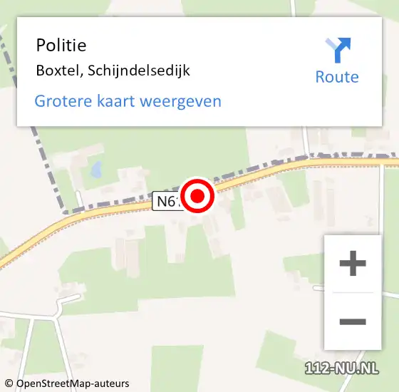 Locatie op kaart van de 112 melding: Politie Boxtel, Schijndelsedijk op 13 december 2017 18:15