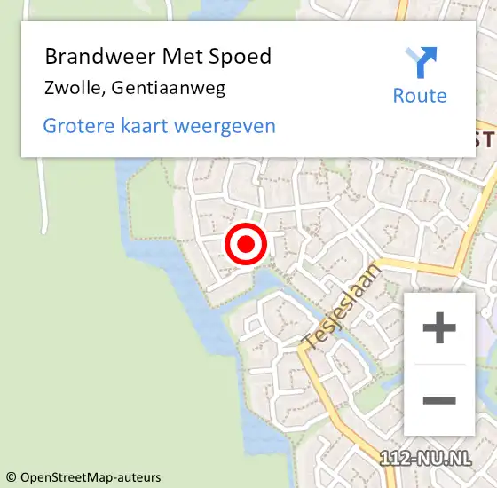 Locatie op kaart van de 112 melding: Brandweer Met Spoed Naar Zwolle, Gentiaanweg op 13 december 2017 18:20