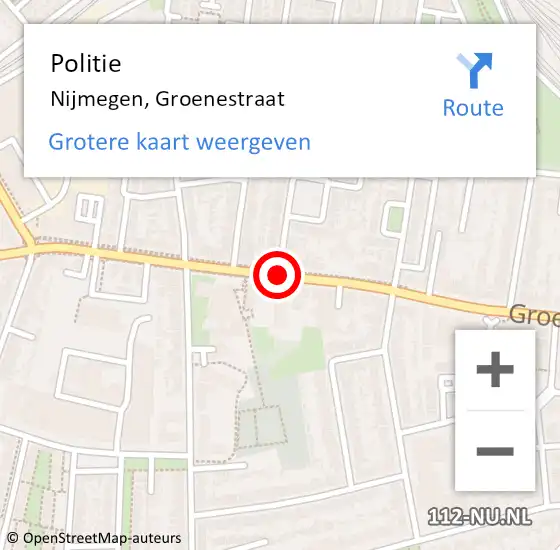 Locatie op kaart van de 112 melding: Politie Nijmegen, Groenestraat op 13 december 2017 18:25