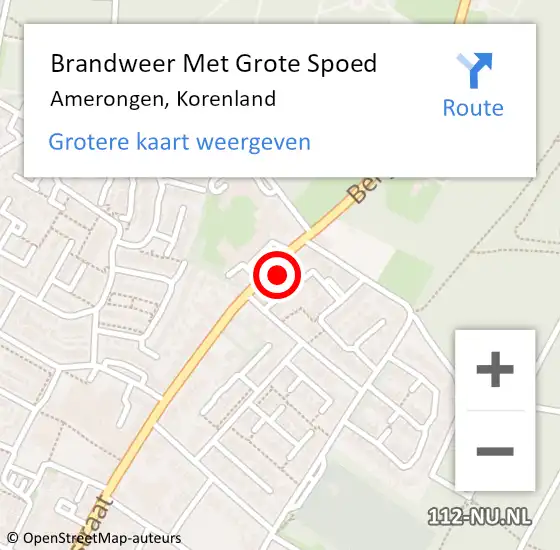 Locatie op kaart van de 112 melding: Brandweer Met Grote Spoed Naar Amerongen, Korenland op 13 december 2017 18:39