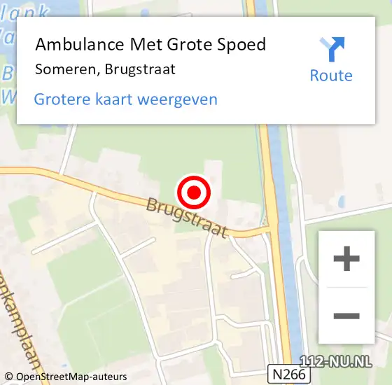 Locatie op kaart van de 112 melding: Ambulance Met Grote Spoed Naar Someren, Brugstraat op 13 december 2017 19:04