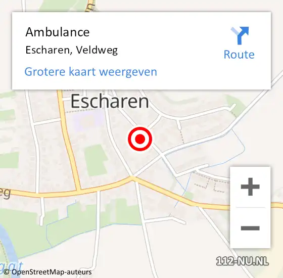 Locatie op kaart van de 112 melding: Ambulance Escharen, Veldweg op 13 december 2017 19:11