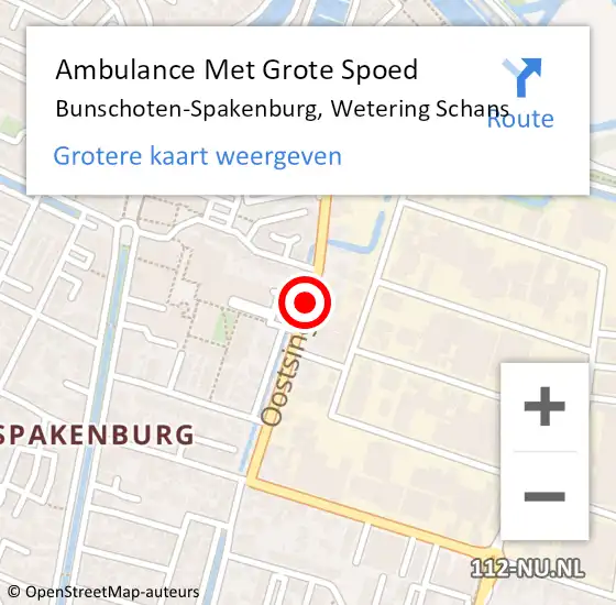 Locatie op kaart van de 112 melding: Ambulance Met Grote Spoed Naar Bunschoten-Spakenburg, Wetering Schans op 13 december 2017 20:41