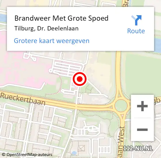 Locatie op kaart van de 112 melding: Brandweer Met Grote Spoed Naar Tilburg, Dr. Deelenlaan op 13 december 2017 20:46