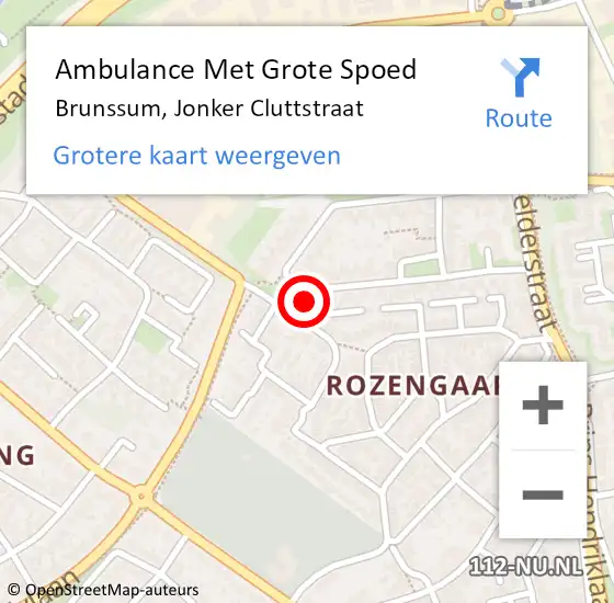 Locatie op kaart van de 112 melding: Ambulance Met Grote Spoed Naar Brunssum, Jonker Cluttstraat op 9 februari 2014 21:27