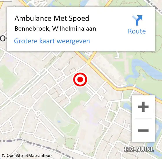 Locatie op kaart van de 112 melding: Ambulance Met Spoed Naar Bennebroek, Wilhelminalaan op 13 december 2017 21:12