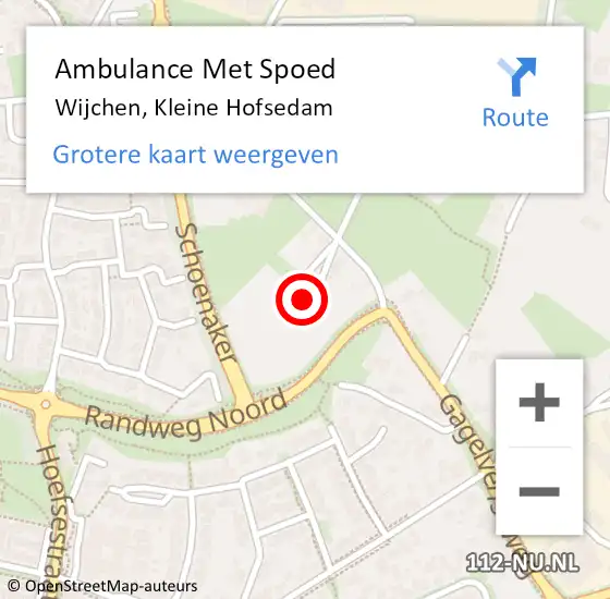 Locatie op kaart van de 112 melding: Ambulance Met Spoed Naar Wijchen, Kleine Hofsedam op 13 december 2017 21:14