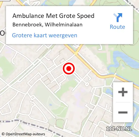 Locatie op kaart van de 112 melding: Ambulance Met Grote Spoed Naar Bennebroek, Wilhelminalaan op 13 december 2017 21:14