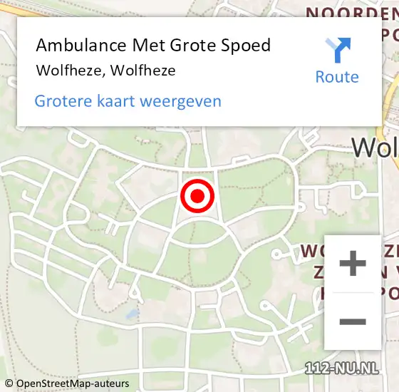 Locatie op kaart van de 112 melding: Ambulance Met Grote Spoed Naar Wolfheze, Wolfheze op 13 december 2017 21:17