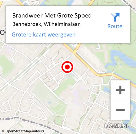 Locatie op kaart van de 112 melding: Brandweer Met Grote Spoed Naar Bennebroek, Wilhelminalaan op 13 december 2017 21:20