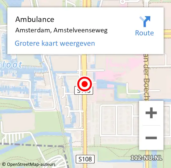 Locatie op kaart van de 112 melding: Ambulance Amsterdam, Amstelveenseweg op 13 december 2017 21:20
