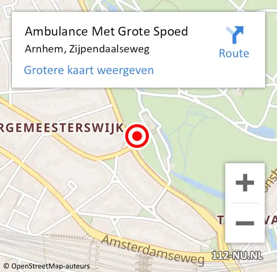 Locatie op kaart van de 112 melding: Ambulance Met Grote Spoed Naar Arnhem, Zijpendaalseweg op 13 december 2017 21:21