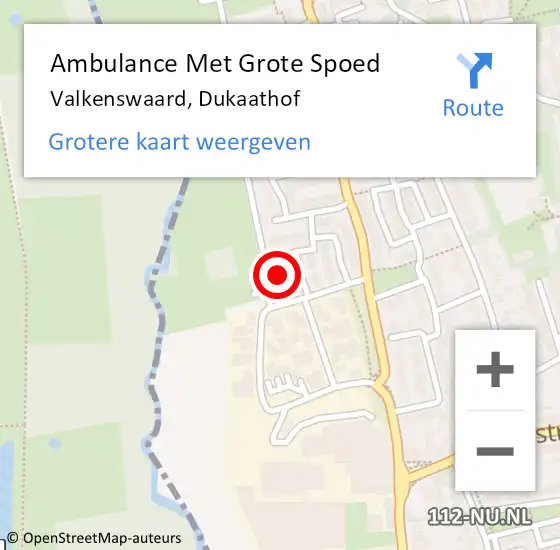 Locatie op kaart van de 112 melding: Ambulance Met Grote Spoed Naar Valkenswaard, Dukaathof op 13 december 2017 21:36