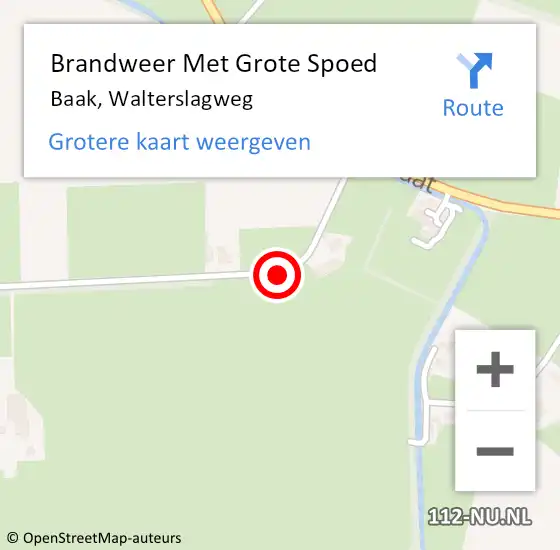 Locatie op kaart van de 112 melding: Brandweer Met Grote Spoed Naar Baak, Walterslagweg op 13 december 2017 21:37