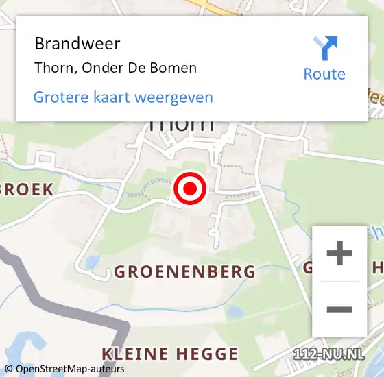 Locatie op kaart van de 112 melding: Brandweer Thorn, Onder De Bomen op 13 december 2017 22:27