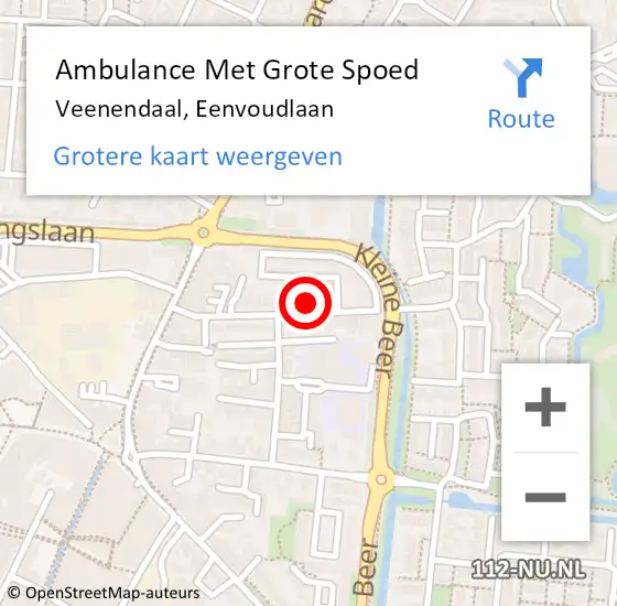 Locatie op kaart van de 112 melding: Ambulance Met Grote Spoed Naar Veenendaal, Eenvoudlaan op 13 december 2017 22:44