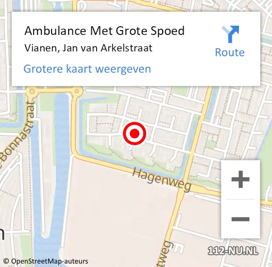 Locatie op kaart van de 112 melding: Ambulance Met Grote Spoed Naar Vianen, Jan van Arkelstraat op 13 december 2017 22:52