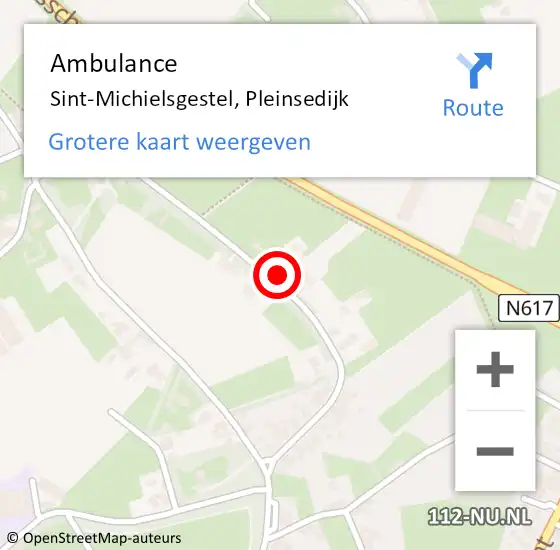 Locatie op kaart van de 112 melding: Ambulance Sint-Michielsgestel, Pleinsedijk op 13 december 2017 23:45