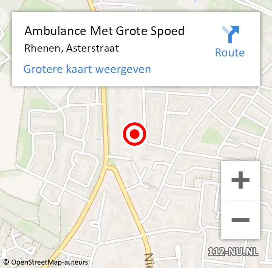 Locatie op kaart van de 112 melding: Ambulance Met Grote Spoed Naar Rhenen, Asterstraat op 14 december 2017 01:27