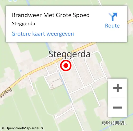 Locatie op kaart van de 112 melding: Brandweer Met Grote Spoed Naar Steggerda op 14 december 2017 02:43