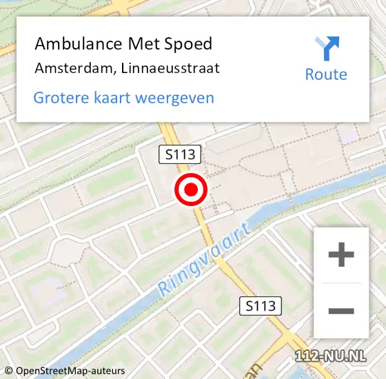 Locatie op kaart van de 112 melding: Ambulance Met Spoed Naar Amsterdam, Linnaeusstraat op 14 december 2017 02:56