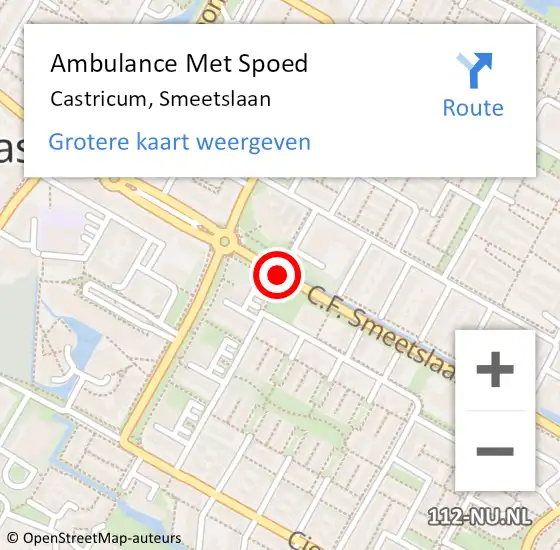 Locatie op kaart van de 112 melding: Ambulance Met Spoed Naar Castricum, Smeetslaan op 14 december 2017 04:22