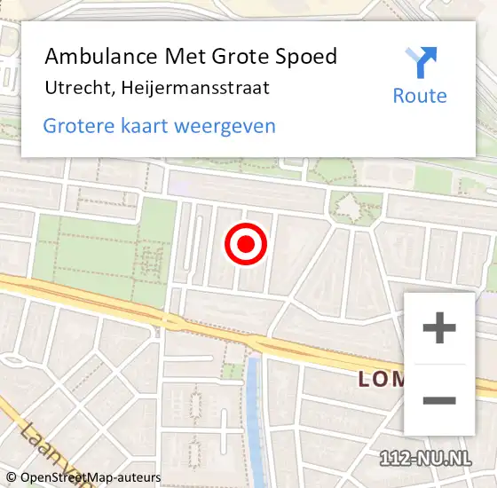 Locatie op kaart van de 112 melding: Ambulance Met Grote Spoed Naar Utrecht, Heijermansstraat op 14 december 2017 04:48